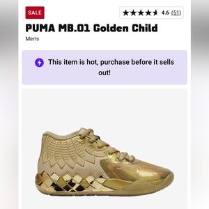 Puma MB.01 golden child Men’s Basketball shoes size 9